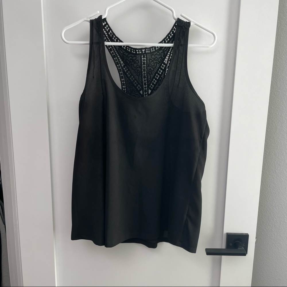Foreign Exchange Black Tank w/ Crochet back
